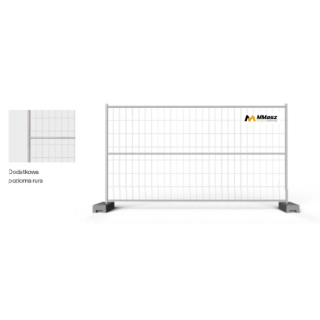Ogrodzenie budowlane ażurowe panel 3430x2000 mm z dodatkową poziomą rurą